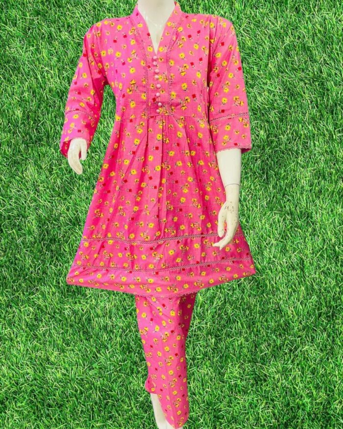 Printed Frock 2-Piece Stitched Suit/Ready To Wear. ₨ 1,000 Only.