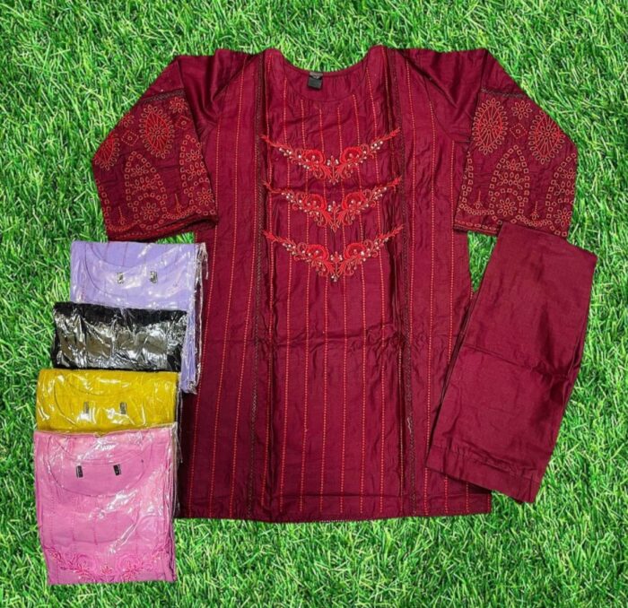 Embroidery 2-Piece Stichted Suit/ Ready To Wear. Rs.2,100 Only