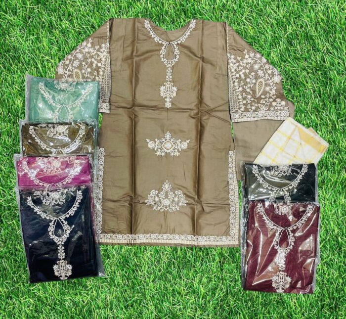 Embroidery 3-Piece Stichted Suit/ Ready To Wear. Rs.2,200 Only
